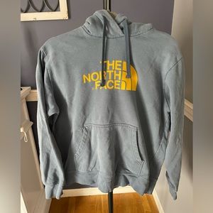 The North Face blue hooded sweatshirt medium